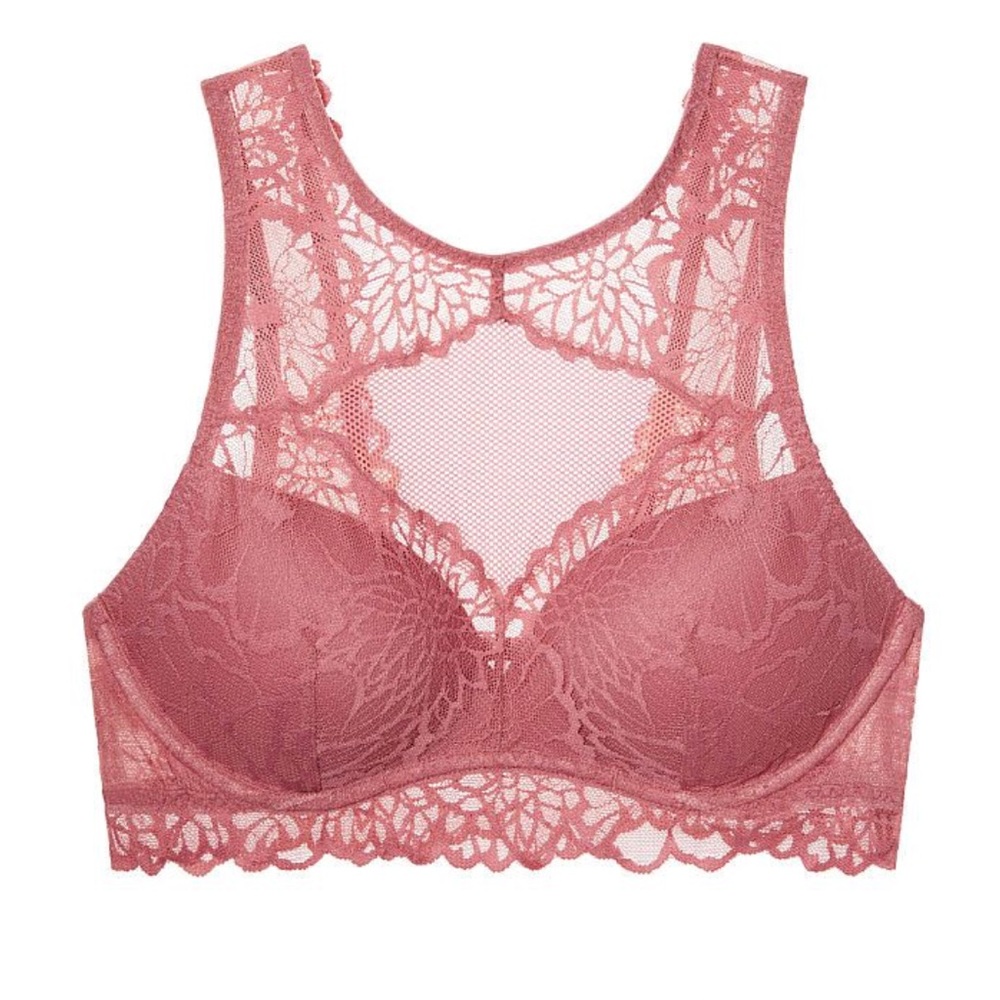 Victoria Secret Pink Lace Bra Burgundy Pink Mauve